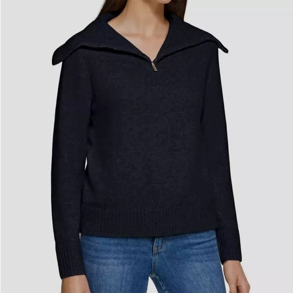 Calvin Klein 1/4 zip quarter zip NEW up sweater black NWT womens size Small S - Picture 2 of 14